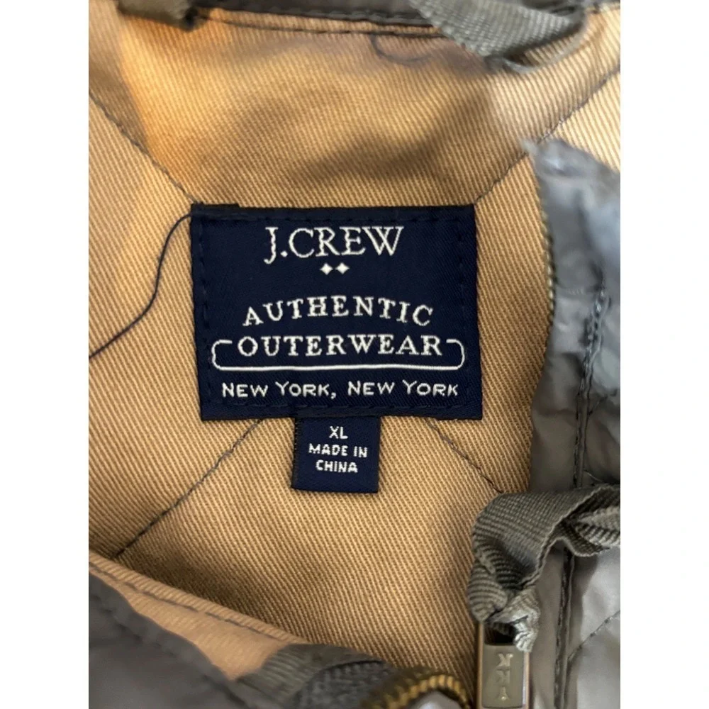 J Crew Authentic Outerwear Quilted Vest Mens‎ XL Gray Full Zip Pockets Lined